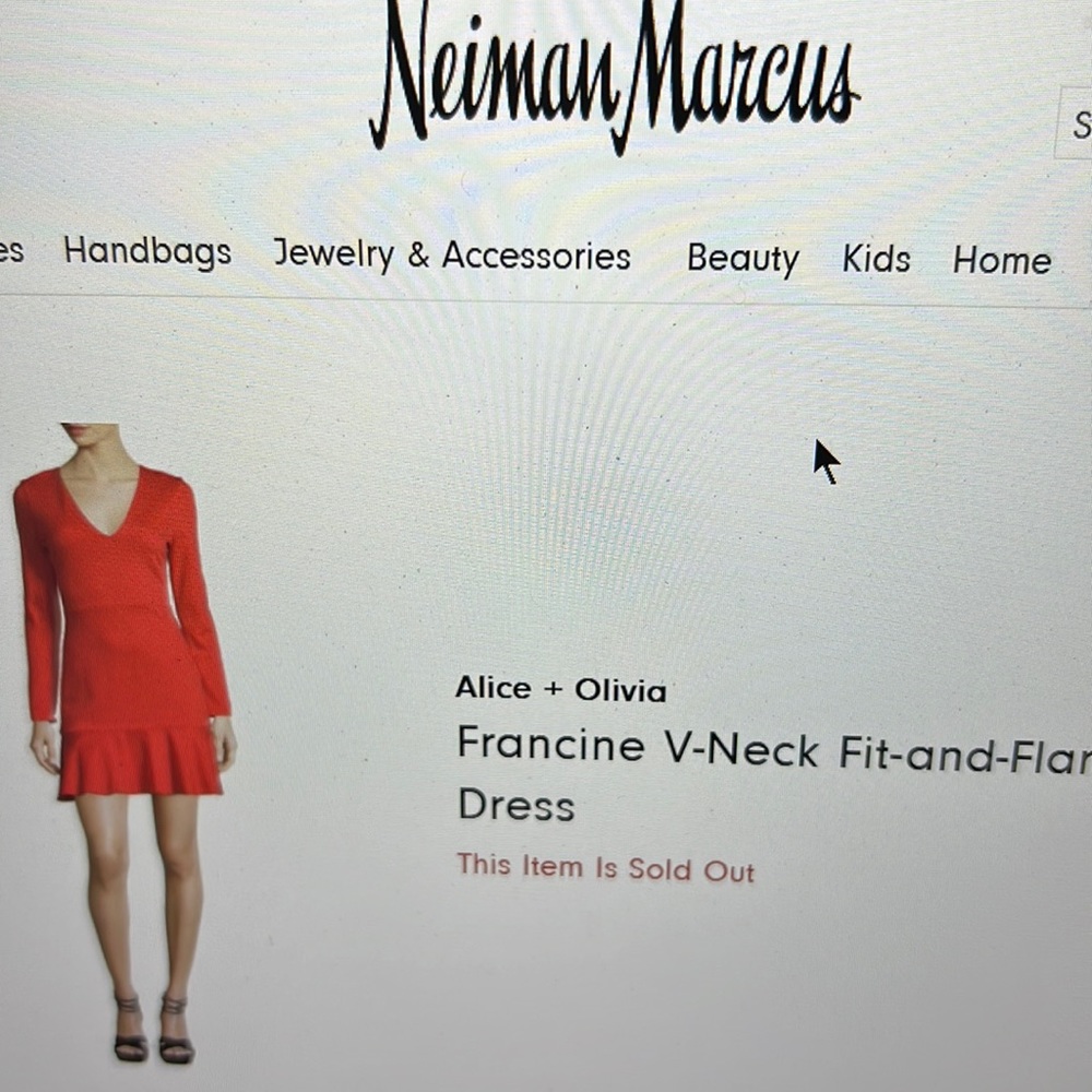 Alice + Olivia - v neck fit and flare red cocktail dress - size 0 - Picture 7 of 8